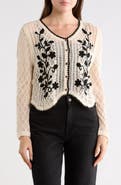 Forgotten Grace Floral Embroidered Open Stitch Cardigan