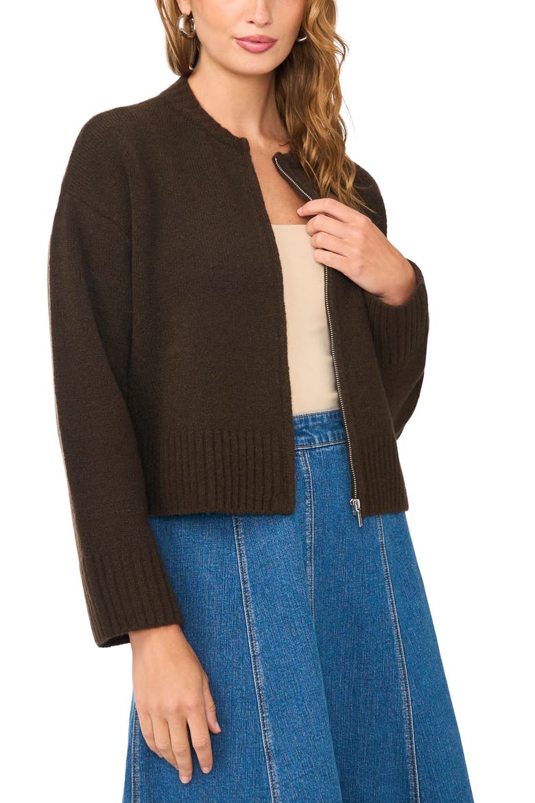 Zip Bomber Jacket, Alternate, color, CHOCOLATE