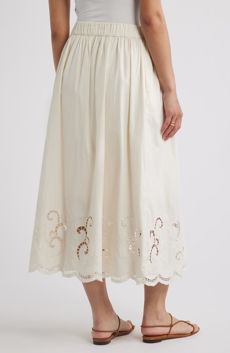 Nordstrom Schiffli Embroidered Midi Skirt, Alternate, color, Ivory Tofu