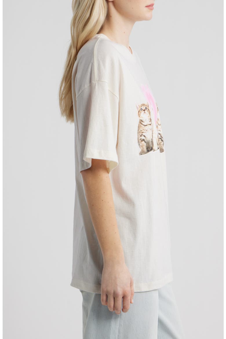 Sweet & Psycho Kittens Oversize Graphic T-Shirt, Alternate, color, MARSHMALLOW