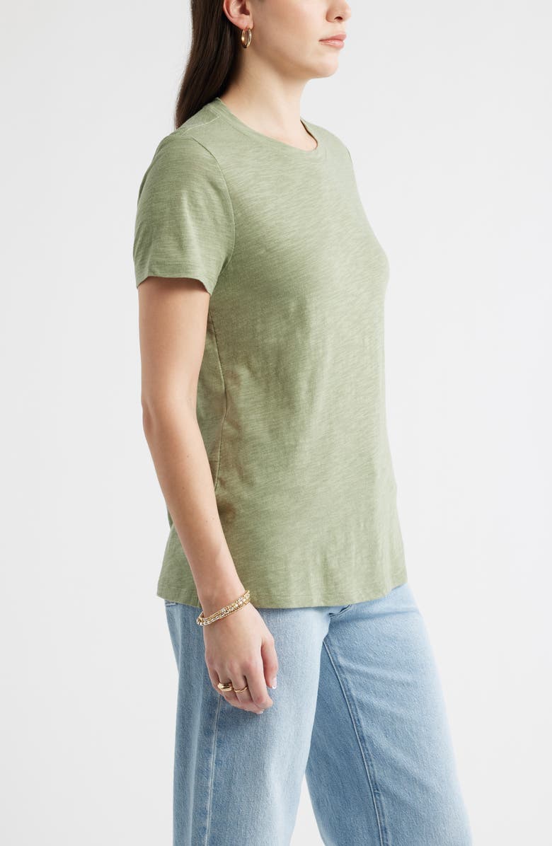 Caslon<sup>®</sup> Cotton Blend Crewneck T-Shirt, Alternate, color, Olive Acorn