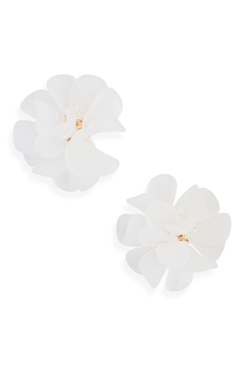 Floral Stud Earrings, Main, color, WHITE