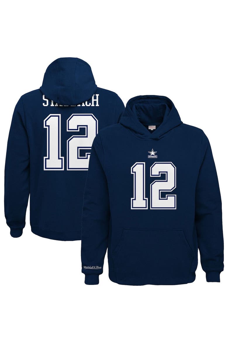 Youth Mitchell & Ness Navy Dallas Cowboys Retired Player Name & Number Pullover Hoodie, Main, color, Navy