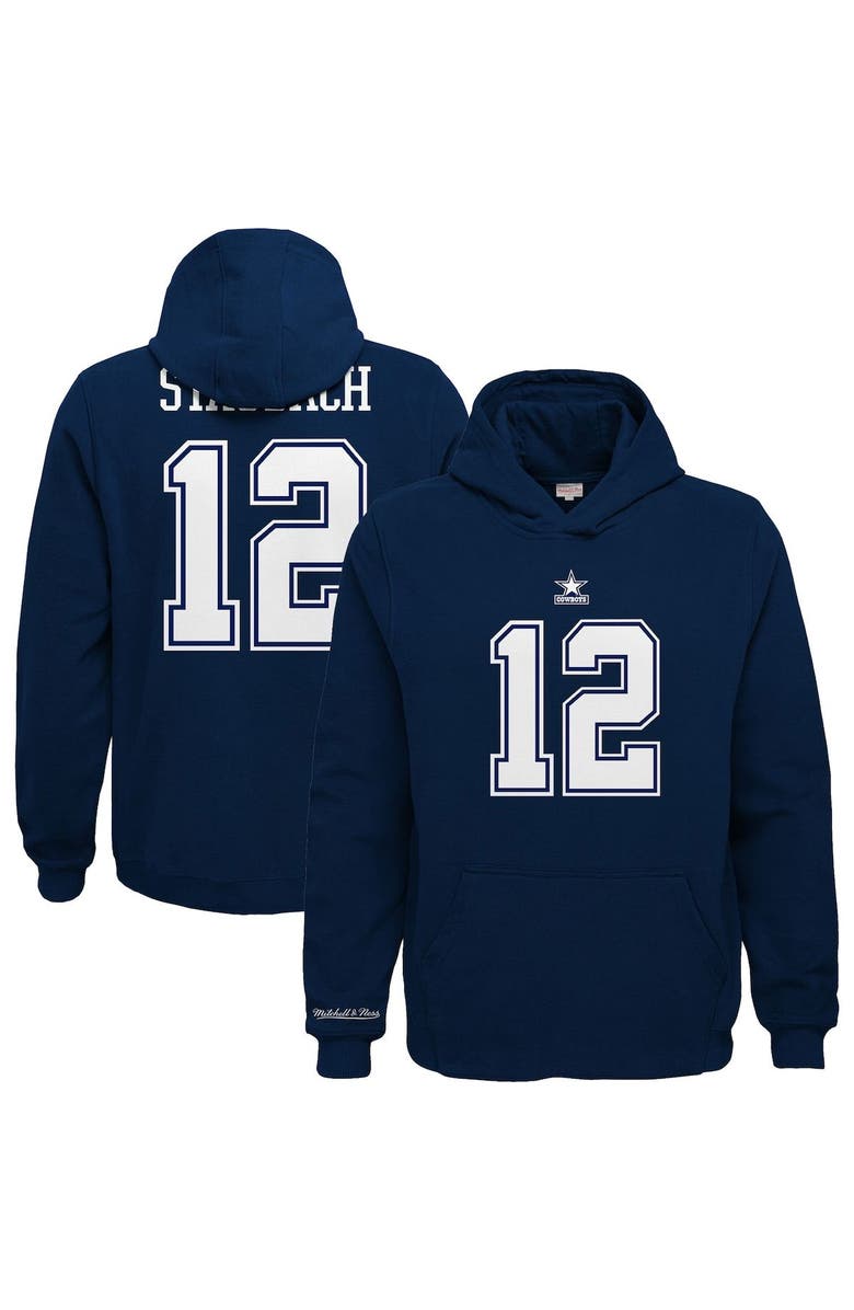 Mitchell & Ness Youth Mitchell & Ness Navy Dallas Cowboys Retired Player Name & Number Pullover Hoodie, Main, color, Navy