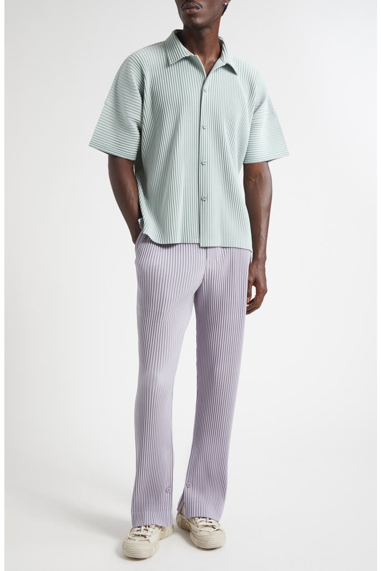 Monthly Colors July Pleated Short Sleeve Button-Up Shirt, Alternate, color, SERICITE BLUE