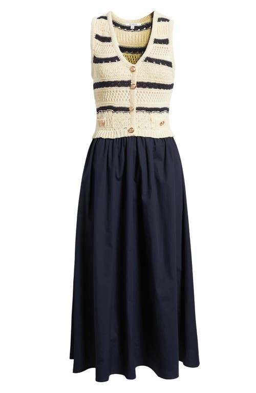 Zoe And Claire Sleeveless Mixed Media Dress In Blue