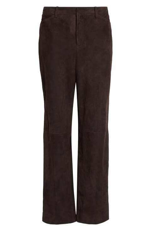 Mid-Rise Suede Pants