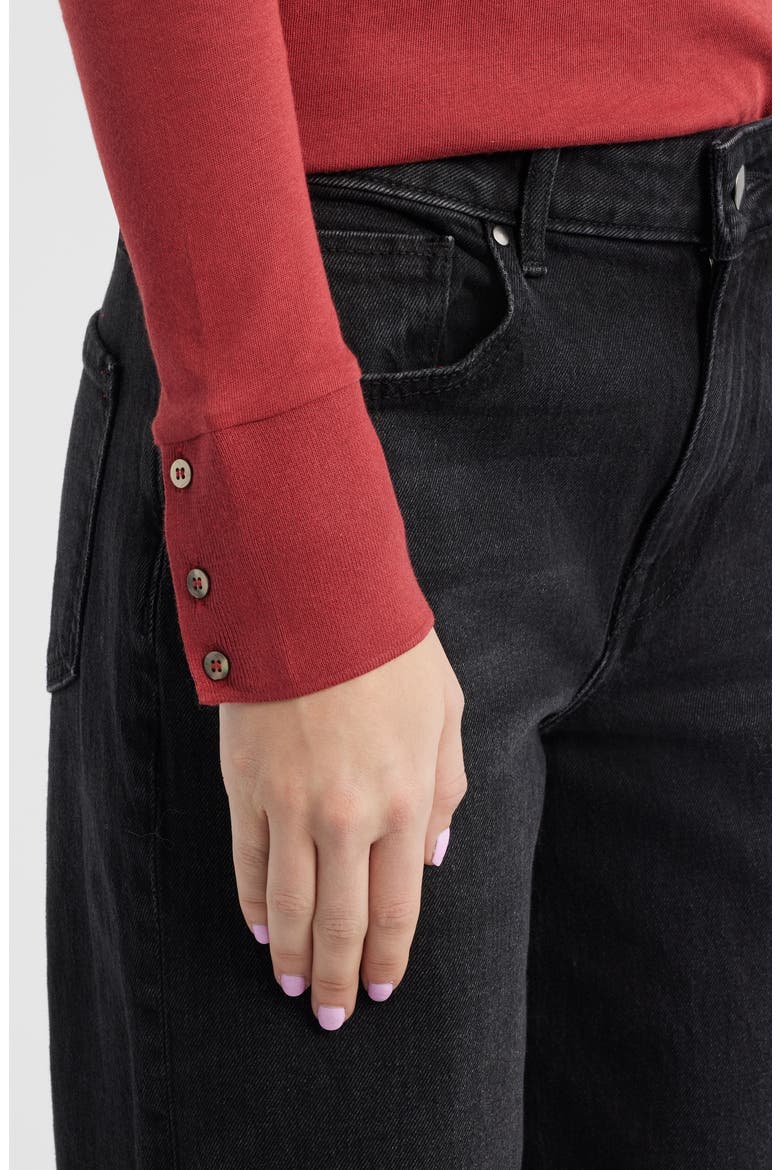 Cotton & Modal Long Sleeve T-Shirt, Alternate, color, RED DARK