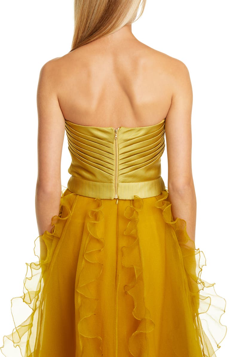 flor et. al Ella Pleated Duchess Satin Strapless Top, Alternate, color, 