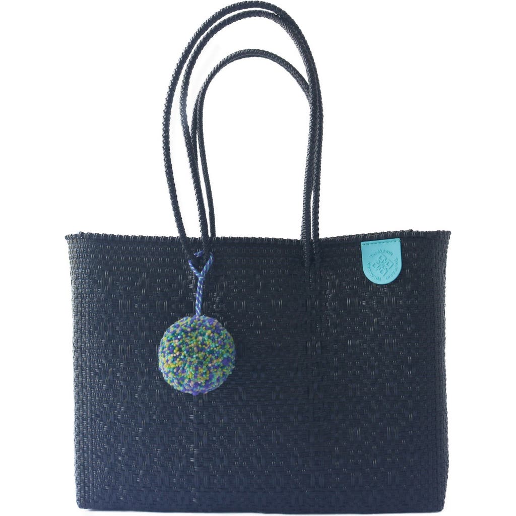 Tin Marin All Black Woven Super Tote In Blue