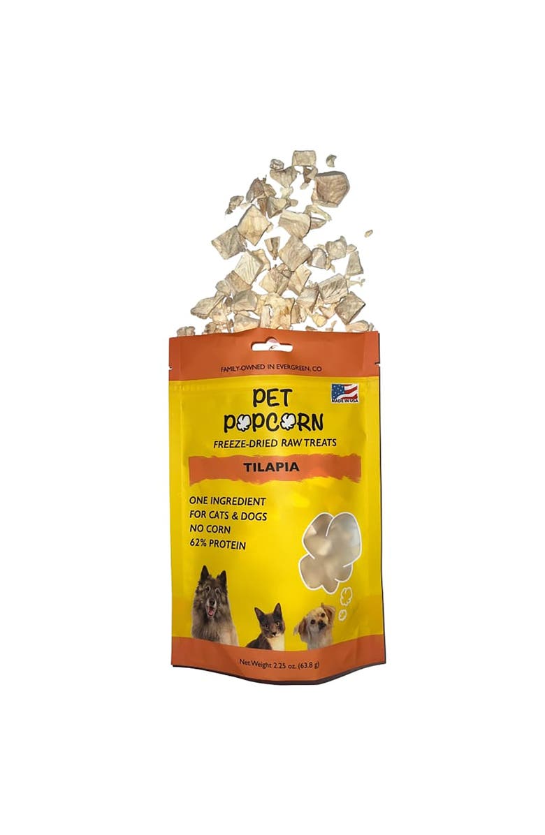 Pet Popcorn Freeze Dried Raw Treats, Tilapia, 2.5oz Bag, Dog & Cat Snacks, Alternate, color, 