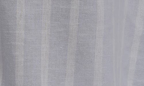 Dkny Jeans Stripe Crop Linen Blend Button-up Shirt In Powder Blue/ivory