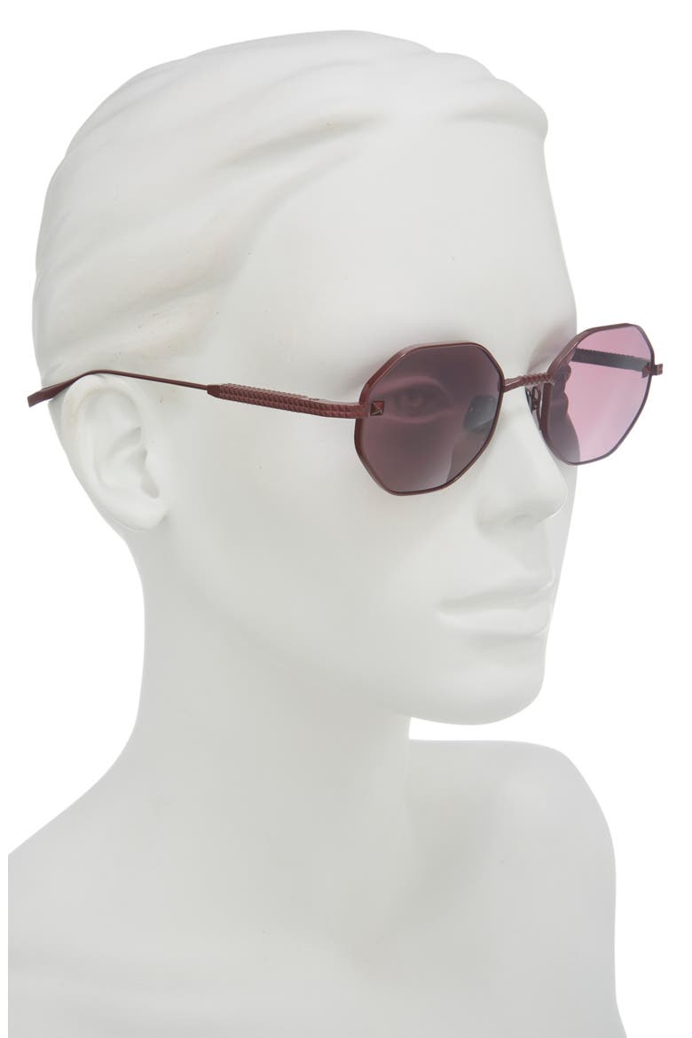 52mm Round Sunglasses, Alternate, color, BORDEAUX BORDEAUX BORDEAUX