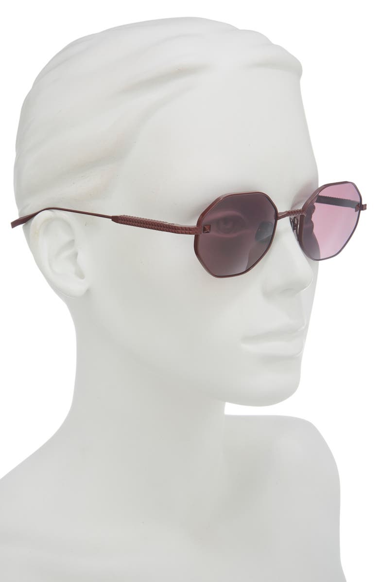 Valentino 52mm Round Sunglasses, Alternate, color, Bordeaux