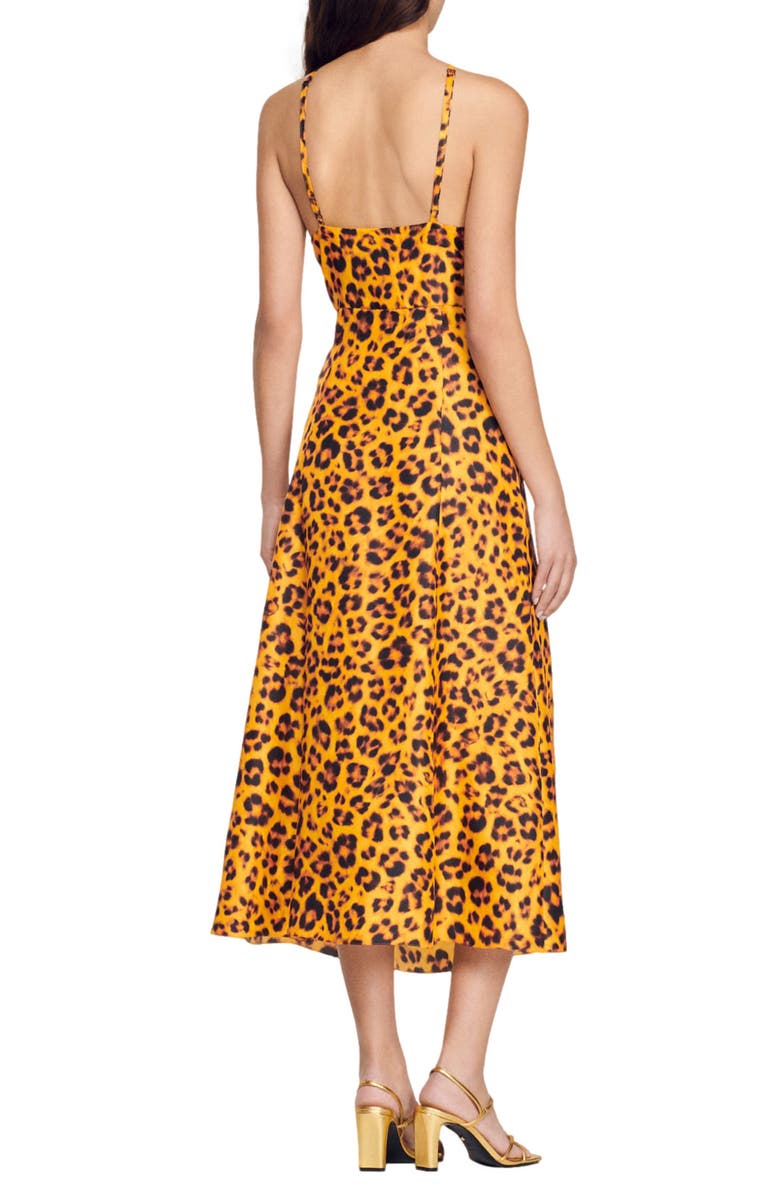 SANDRO Kalinda Cutout Halter Neck Dress, Alternate, color, Orange / Noir