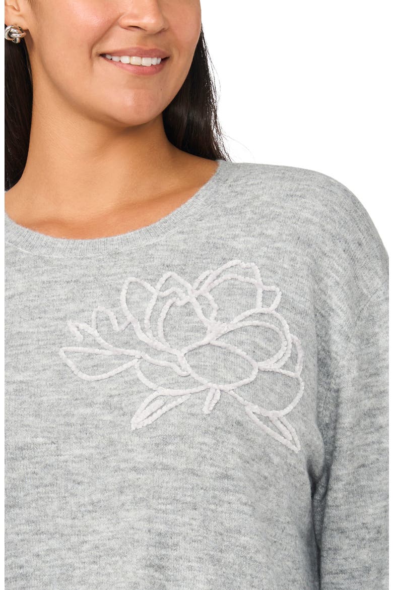 Floral Embroidered Sweater, Alternate, color, LIGHT HEATHER GREY