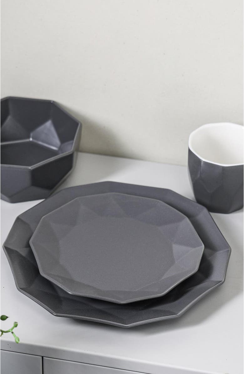 Stone Lain Jamie Porcelain 16-Piece Dinnerware Set, Alternate, color, Grey