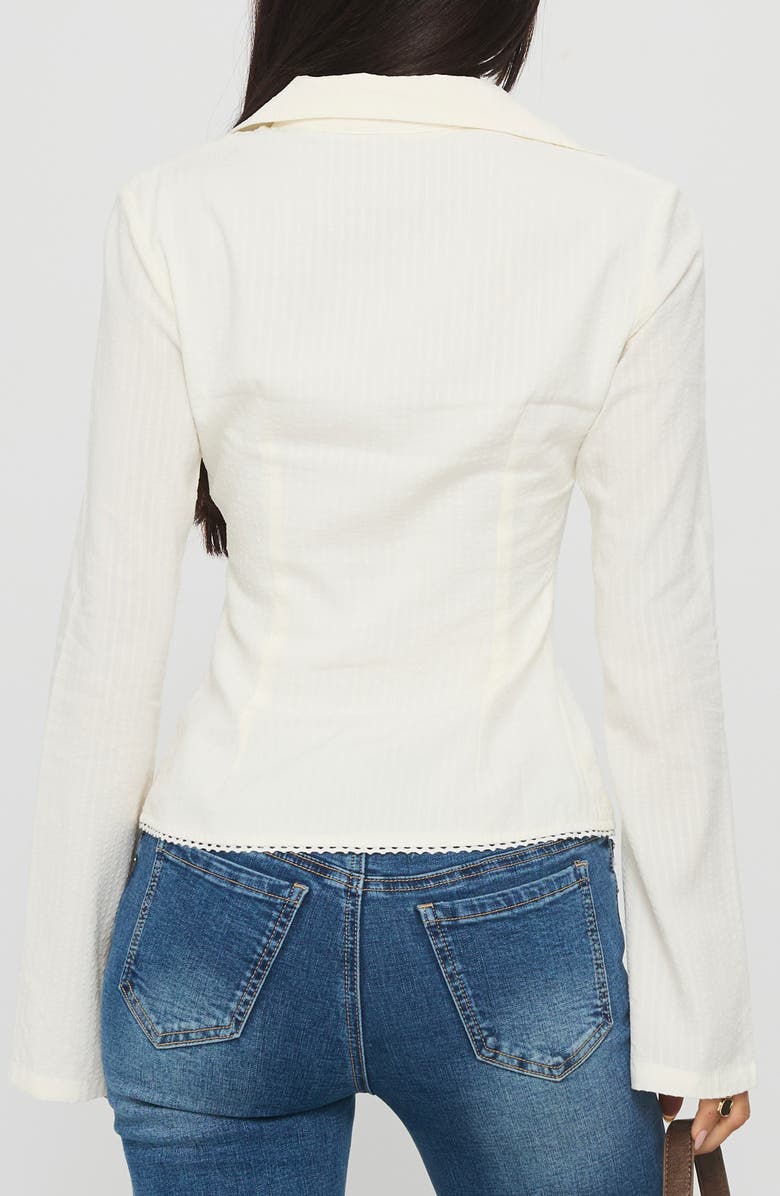 Princess Polly Emersonne Cotton Blend Button-Up Shirt, Alternate, color, White