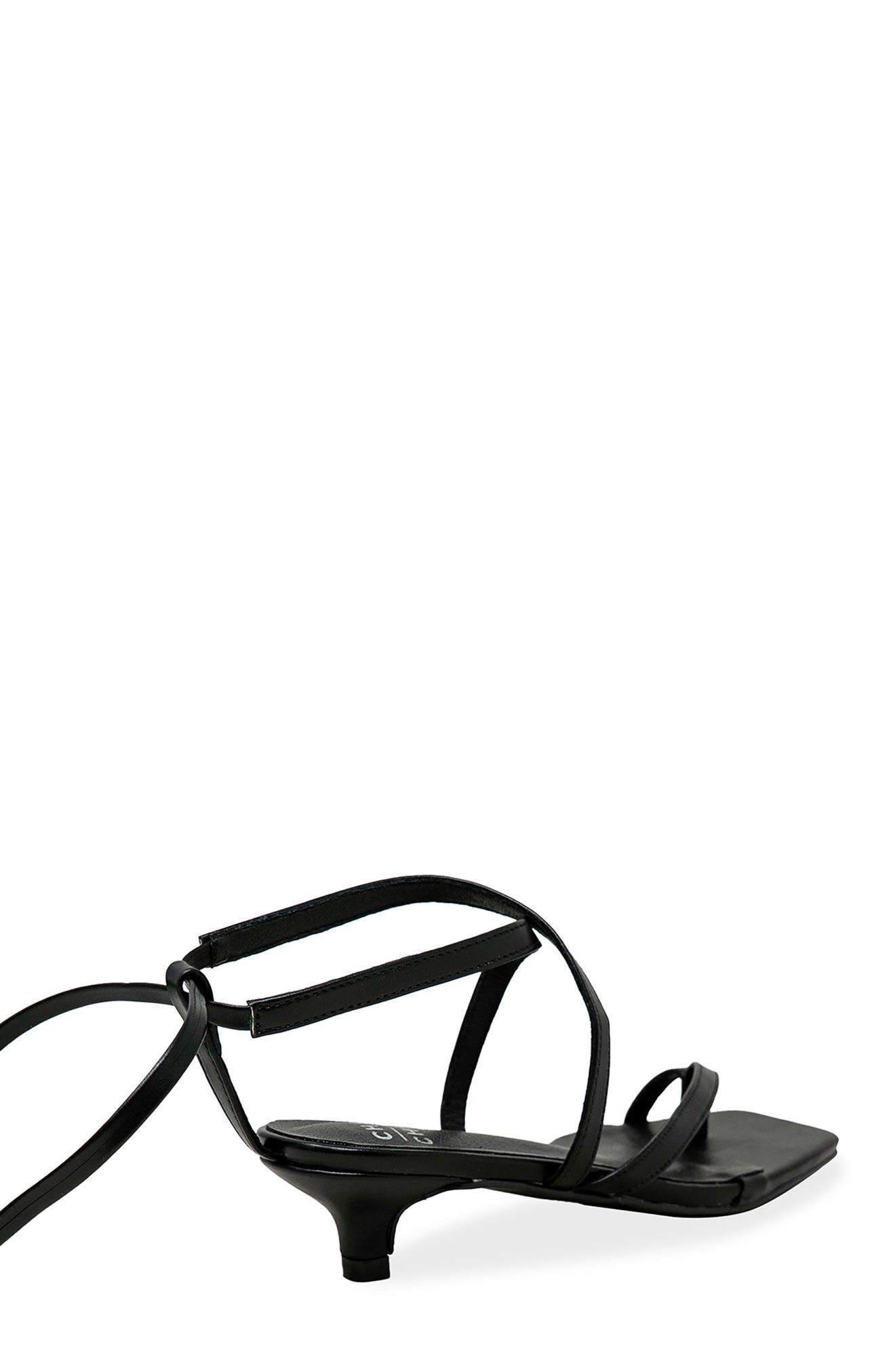 CHASE AND CHLOE Lace-Up Kitten Heel Sandal, Alternate, color, Black