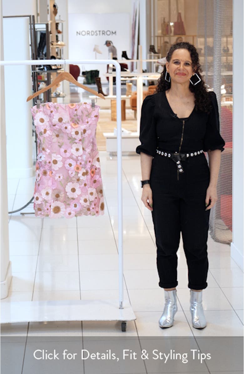 Julissa 3D Floral Appliqué Strapless Minidress, sales video thumbnail