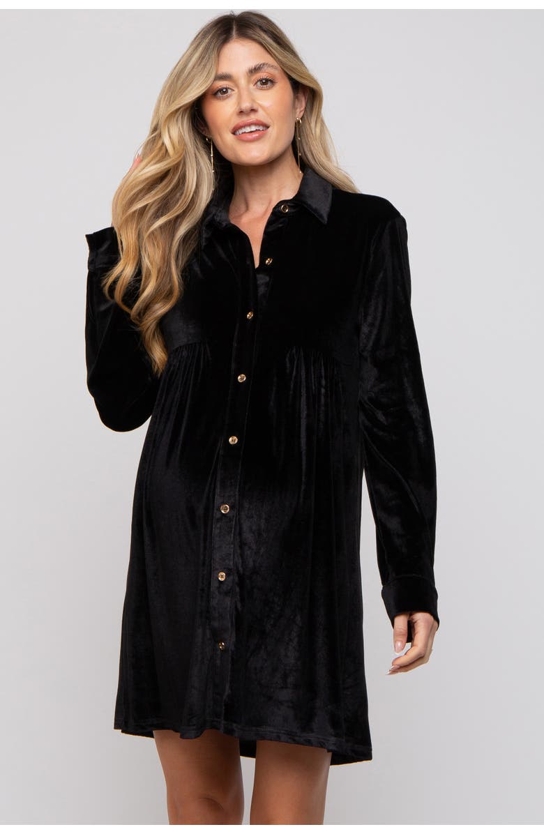 PinkBlush Velvet Button Down Dress, Alternate, color, Black