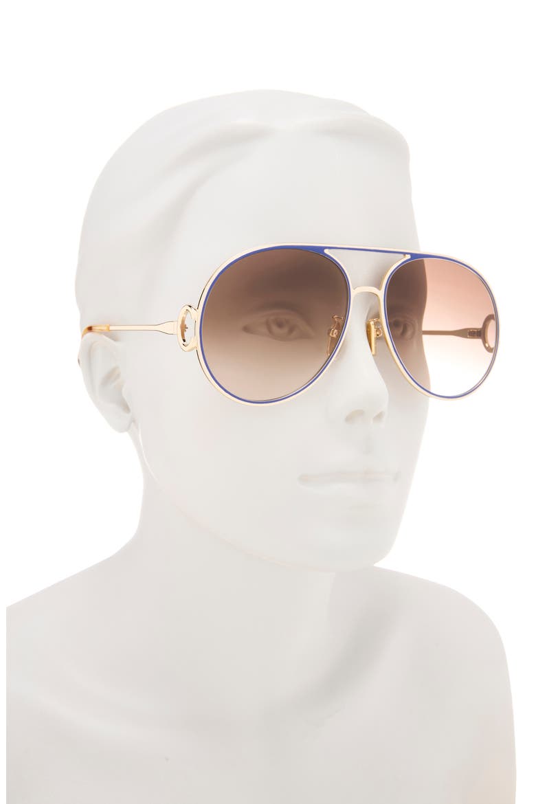 61mm Polarized Gradient Aviator Sunglasses, Alternate, color, GOLD GOLD BROWN