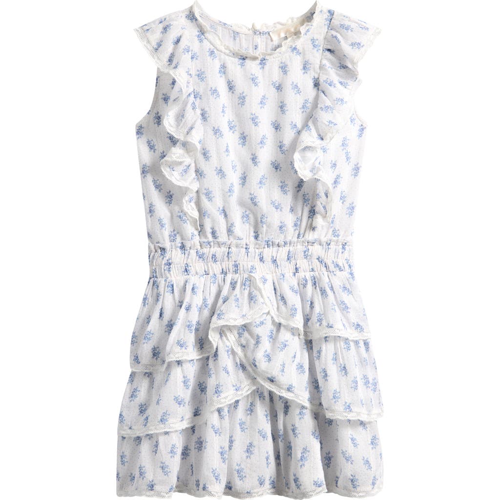Loveshackfancy Kids' Decker Floral Ruffle Lace Trim Tiered Cotton Dress