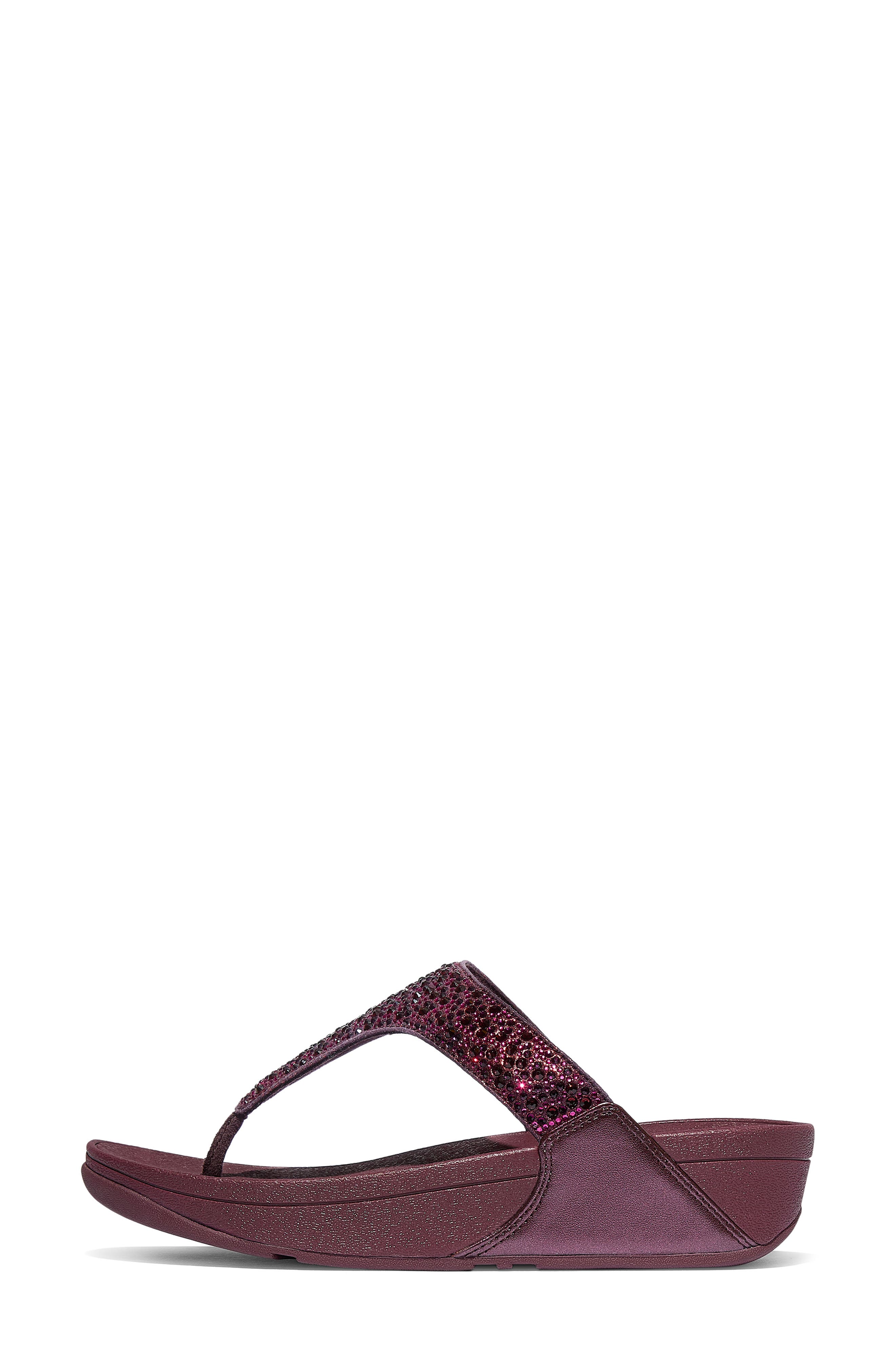 FitFlop Lulu Crystal Mix Toe Post Wedge Sandal, Alternate, color, Metallic Plumberry
