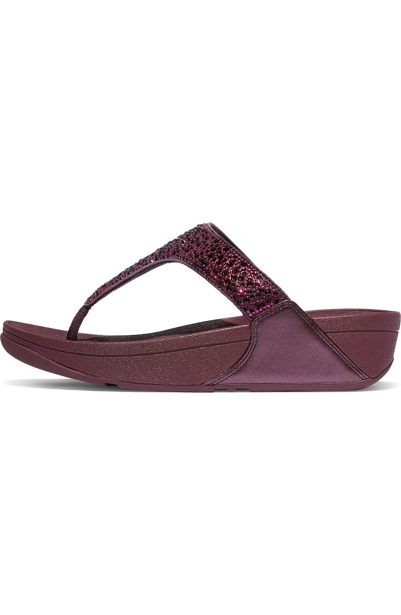 FitFlop Lulu Crystal Mix Toe Post Wedge Sandal, Alternate, color, Metallic Plumberry