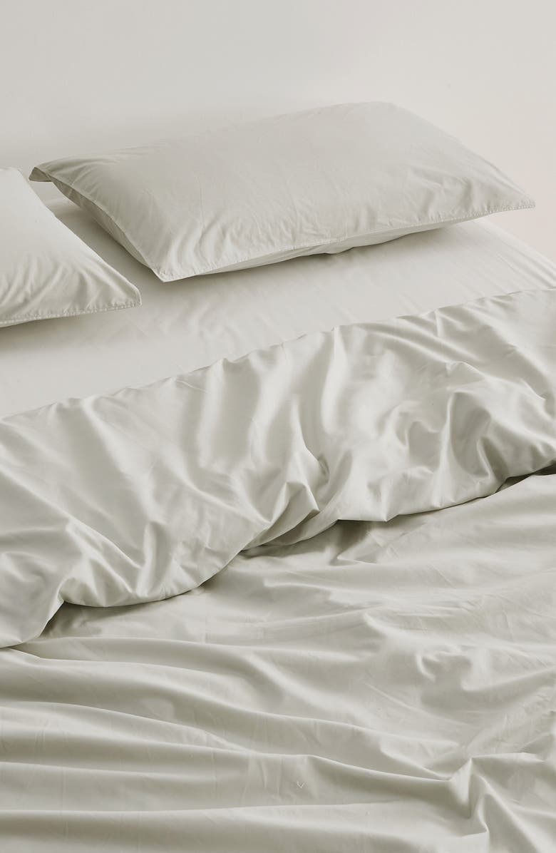 Verlee Cotton Percale Duvet Cover, Alternate, color, Sand