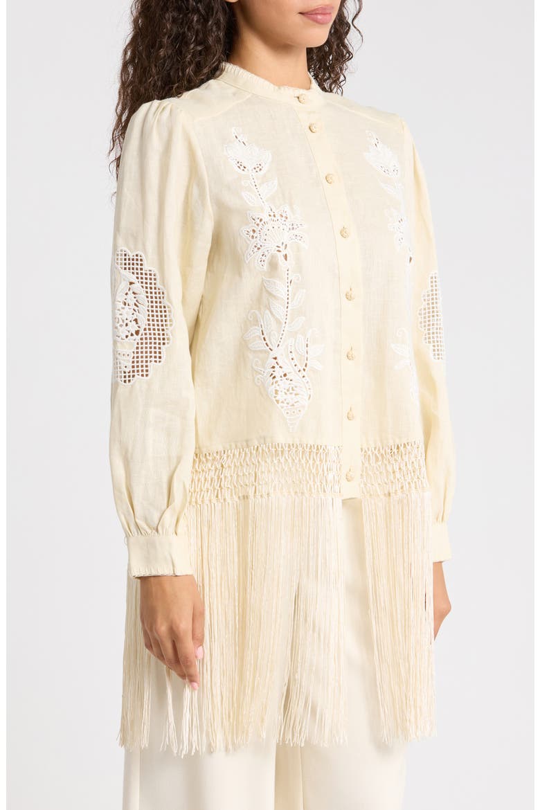 Sand Richilieu Linen Button-Up Shirt, Alternate, color, BEIGE
