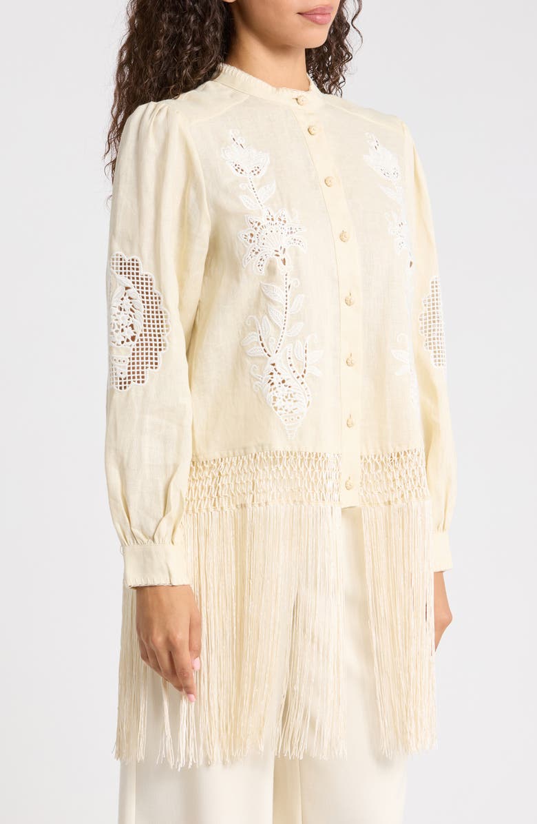FARM Rio Sand Richilieu Linen Button-Up Shirt, Alternate, color, Beige