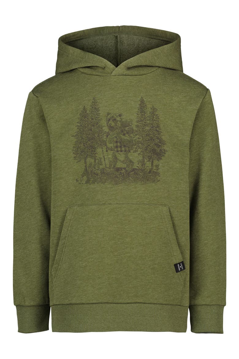 Kids' Hiking Bear Graphic Hoodie, Main, color, CYPRESS