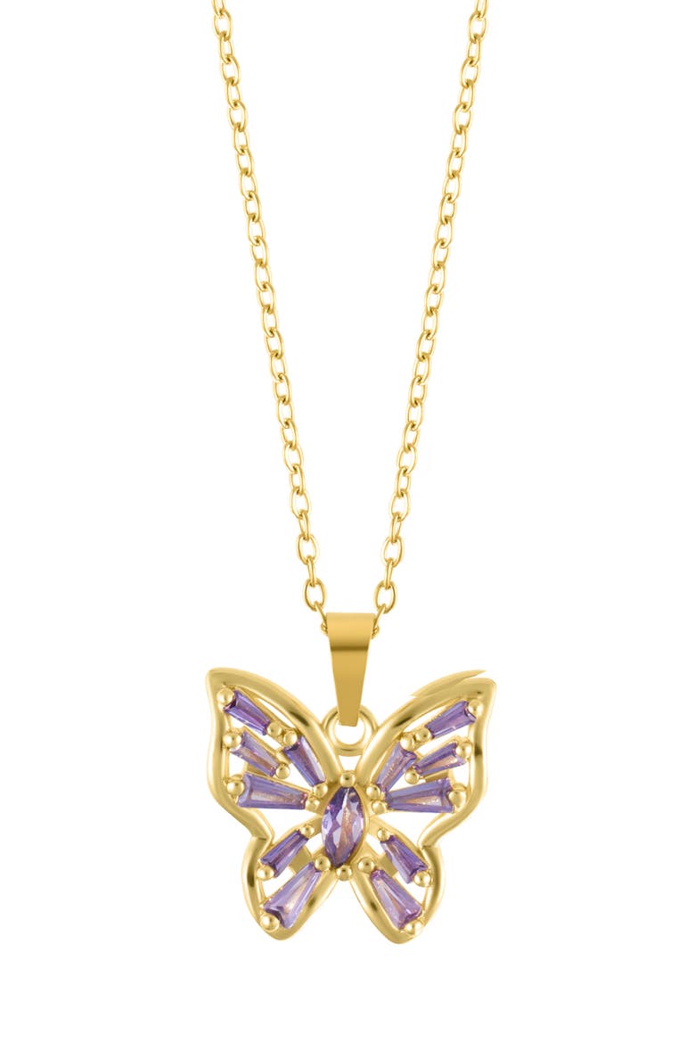 Water Resistant Crystal Butterfly Necklace, Main, color, PINK