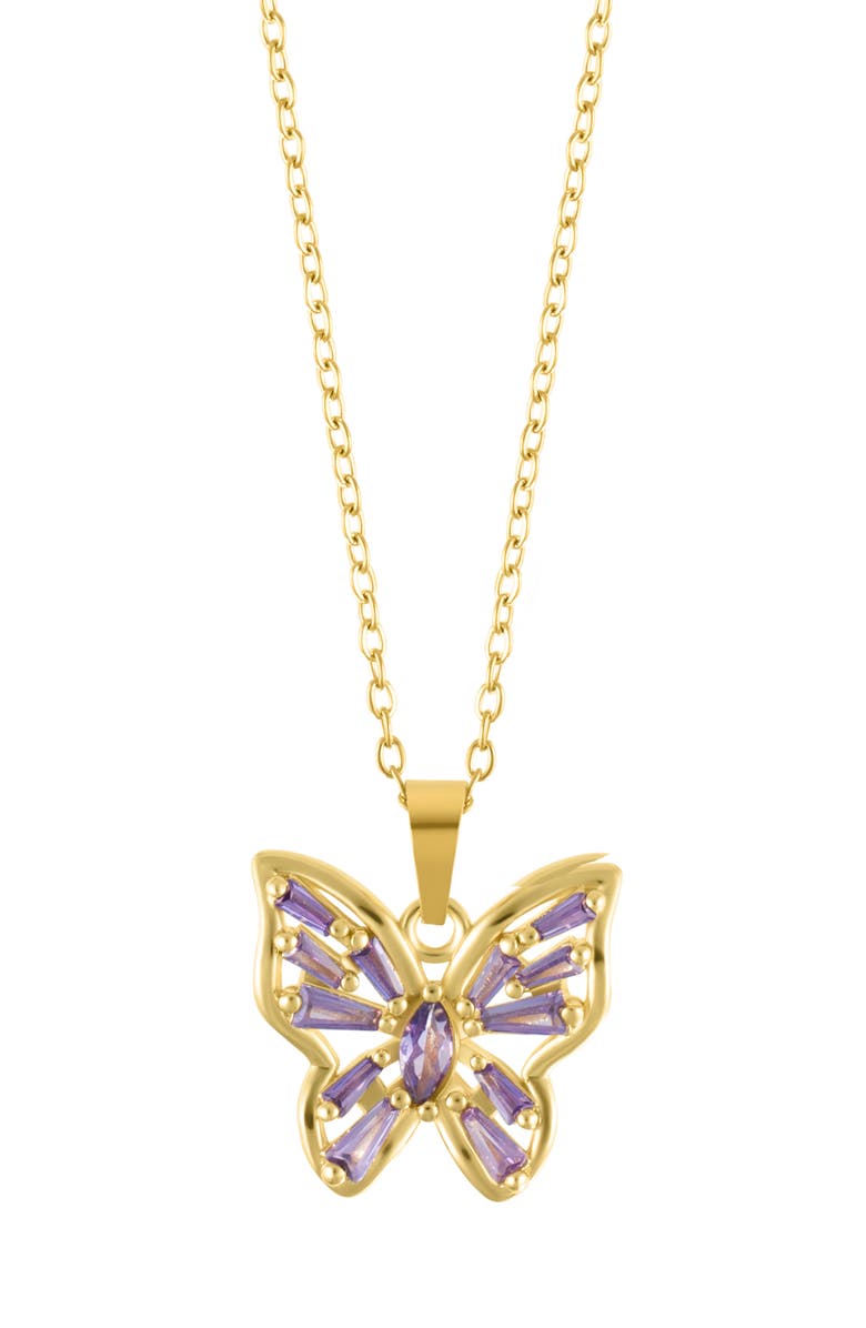 Adornia Water Resistant Crystal Butterfly Necklace, Main, color, 