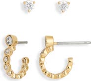 Nadri Daylight Set of 2 Cubic Zirconia Stud & Huggie Hoop Earrings