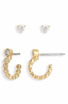Nadri Daylight Set of 2 Cubic Zirconia Stud & Huggie Hoop Earrings