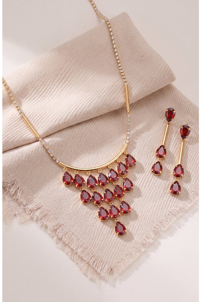 Apple Crystal Necklace and Earring Set, Alternate, color, Ruby Red
