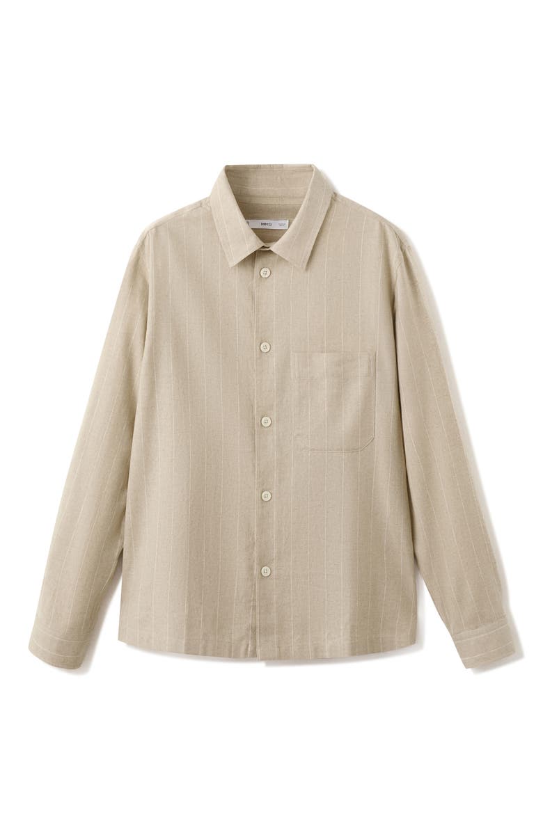 Linen & Cotton Button-Up Shirt, Alternate, color, BEIGE
