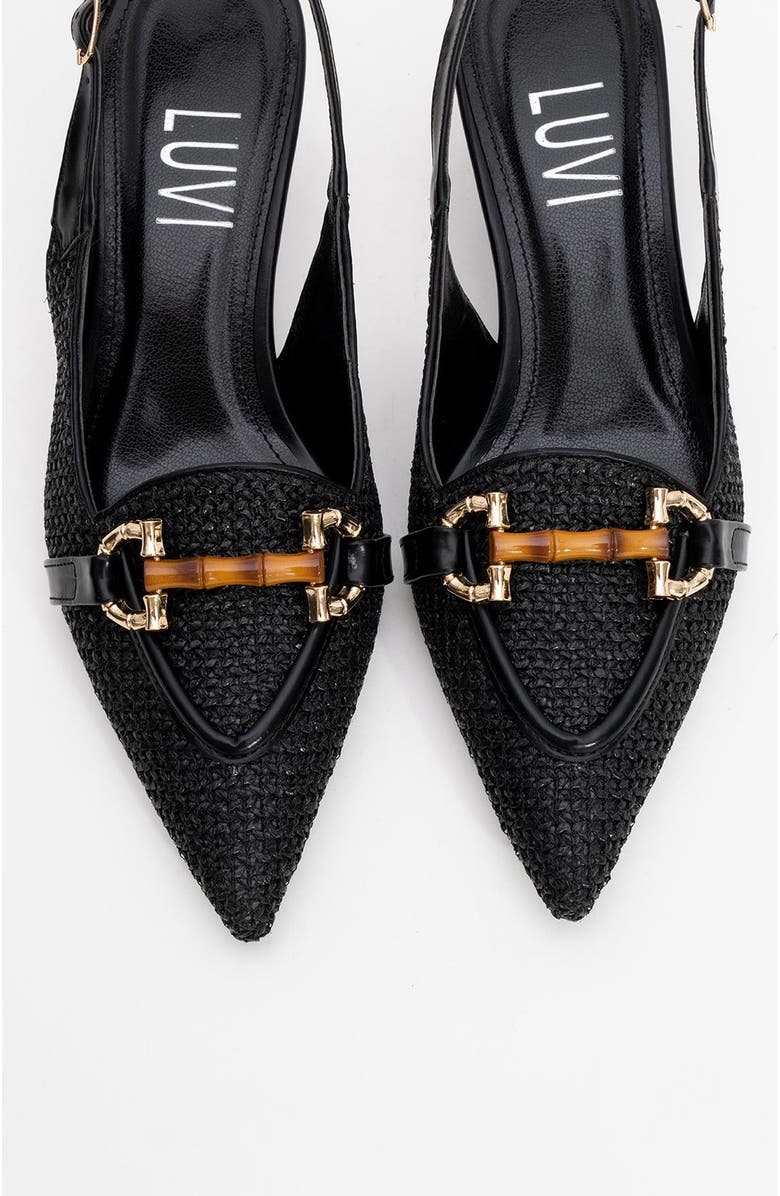 Prologue Shoes Osca Pointed Toe Buckled Slingback Pump, Alternate, color, Black