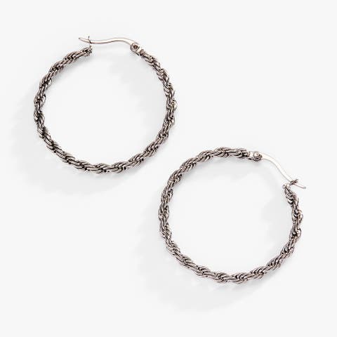 Frozen French Rope Chain Hoop Earrings