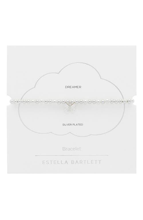 Estella Bartlett Butterfly & Faux Pearl Stretch Bracelet In White