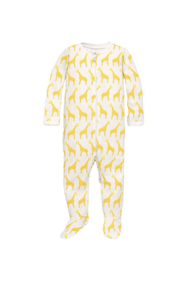 Baby Organic Animal Friends Zip Footie, Main, color, Banana Baby Giraffes