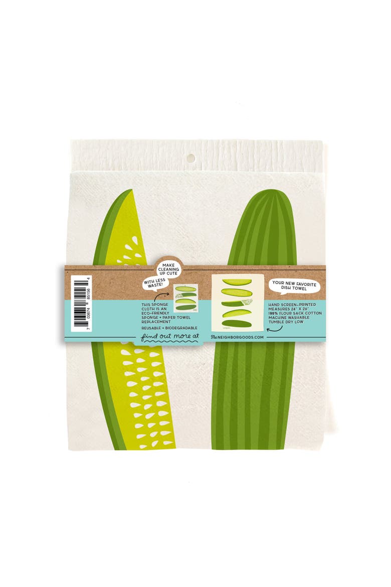 Pickle Dish Towel + Sponge Cloth Gift Set, Alternate, color, Green