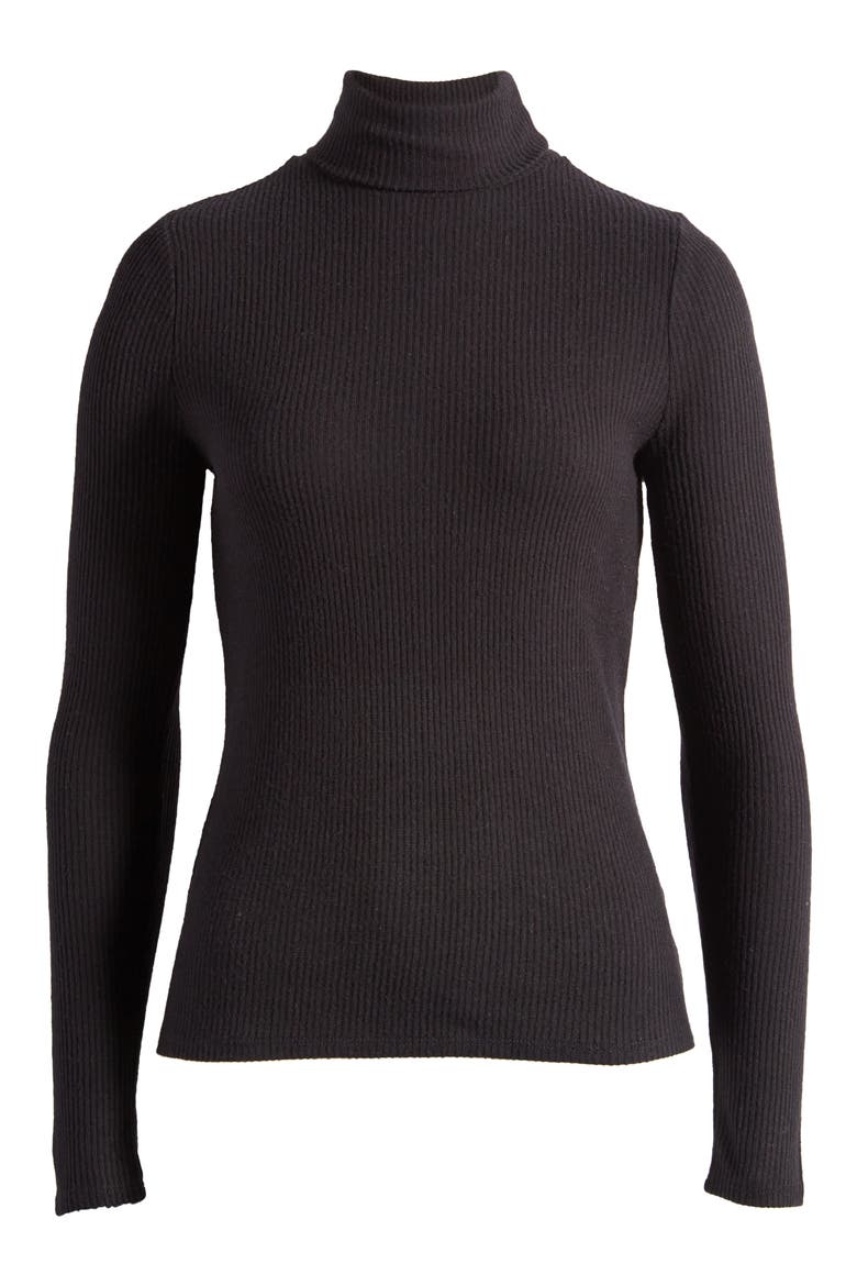 Legend Rib Turtleneck Top, Alternate, color, BLACK