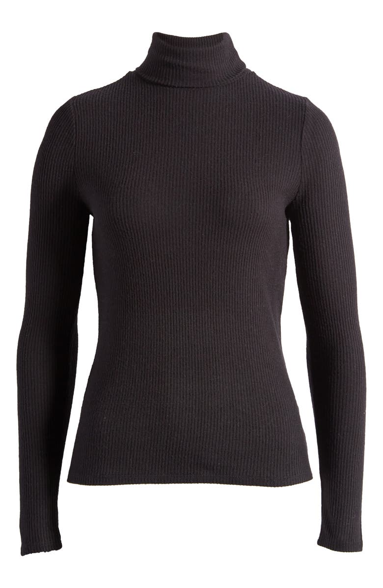 Faherty Legend Rib Turtleneck Top, Alternate, color, Black