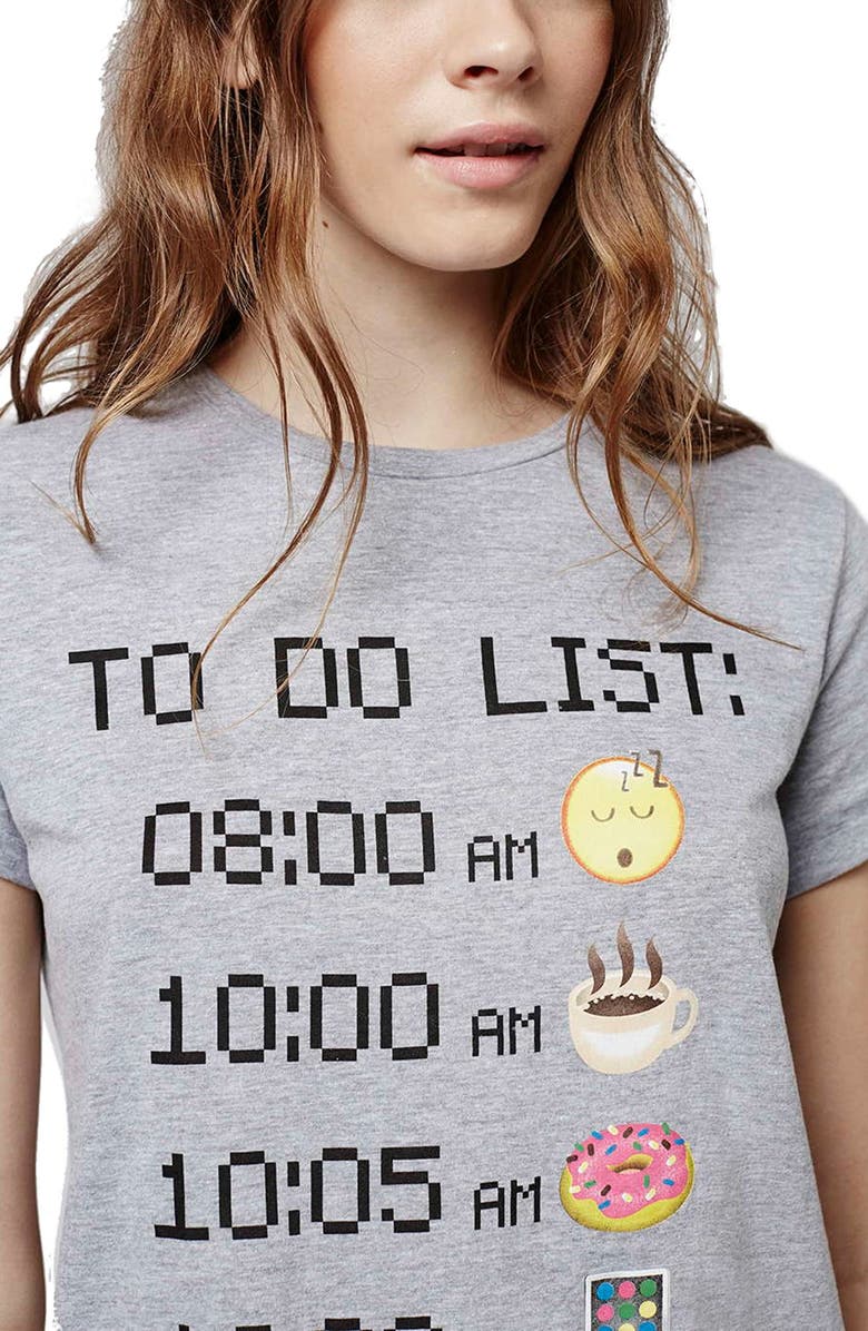 Topshop 'To-Do List - Emoji' Pajamas, Alternate, color, 