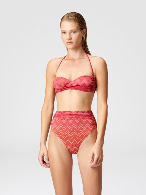 Missoni Zick-zack-bikini Aus Lamé-stretch-nylon Mit Hohem Unterteil In Red