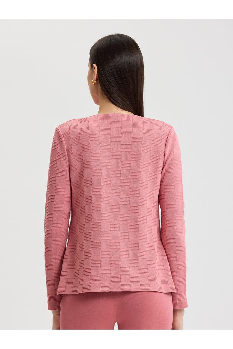 Tailored Tonal Checkered Knit Jacket, Alternate, color, Honey Suckle