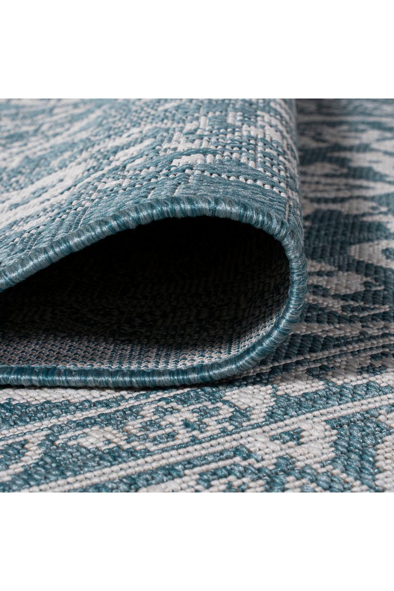 Galon Filigree Indoor/Outdoor Area Rug, Alternate, color, Teal/Ivory